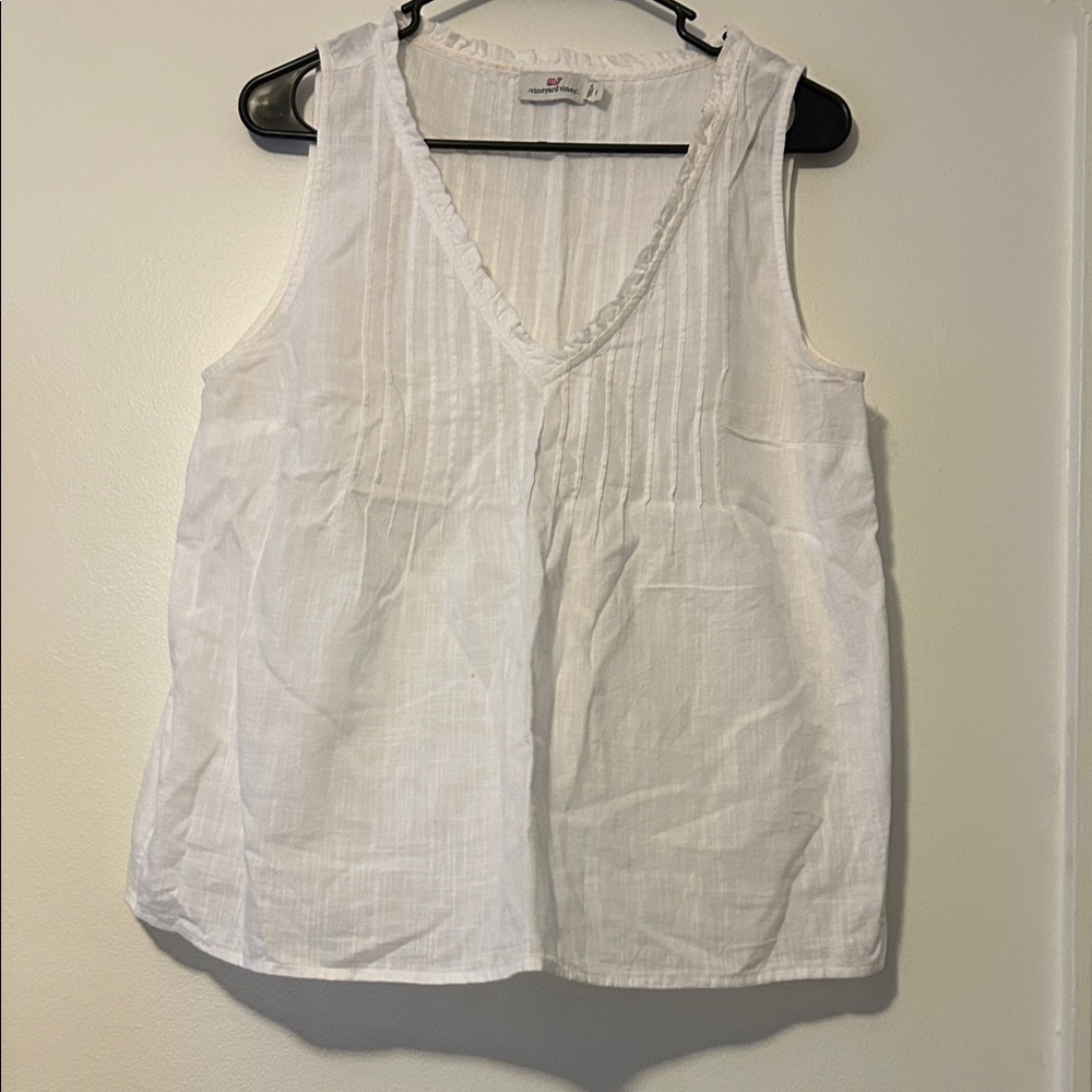 Vineyard Vines- Cotton Gauze White Sleeveless Women's Top, Size Medium